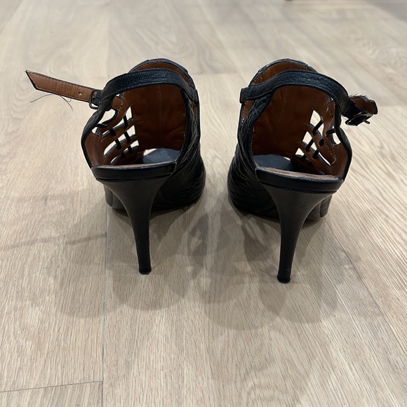 Givenchy black leather lace up peep toe slingback heel bootie size 38.5 - Picture 7 of 10